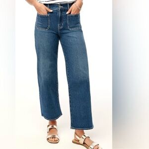 J Crew Curvy Full Length Wide-Leg Patch Pocket All-Day Stretch Denim Jeans, 26P